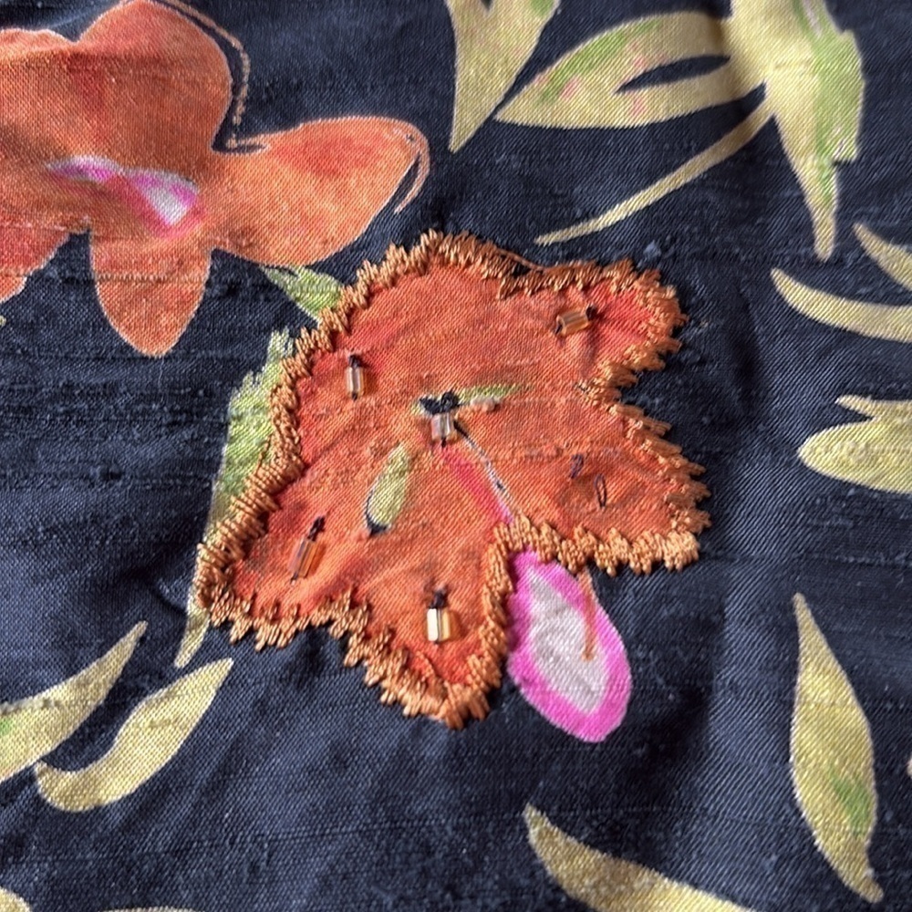 VINTAGE Laura Ashley Petite Silk Floral Blazer Jacket lightweight cropped sz S - Picture 13 of 16